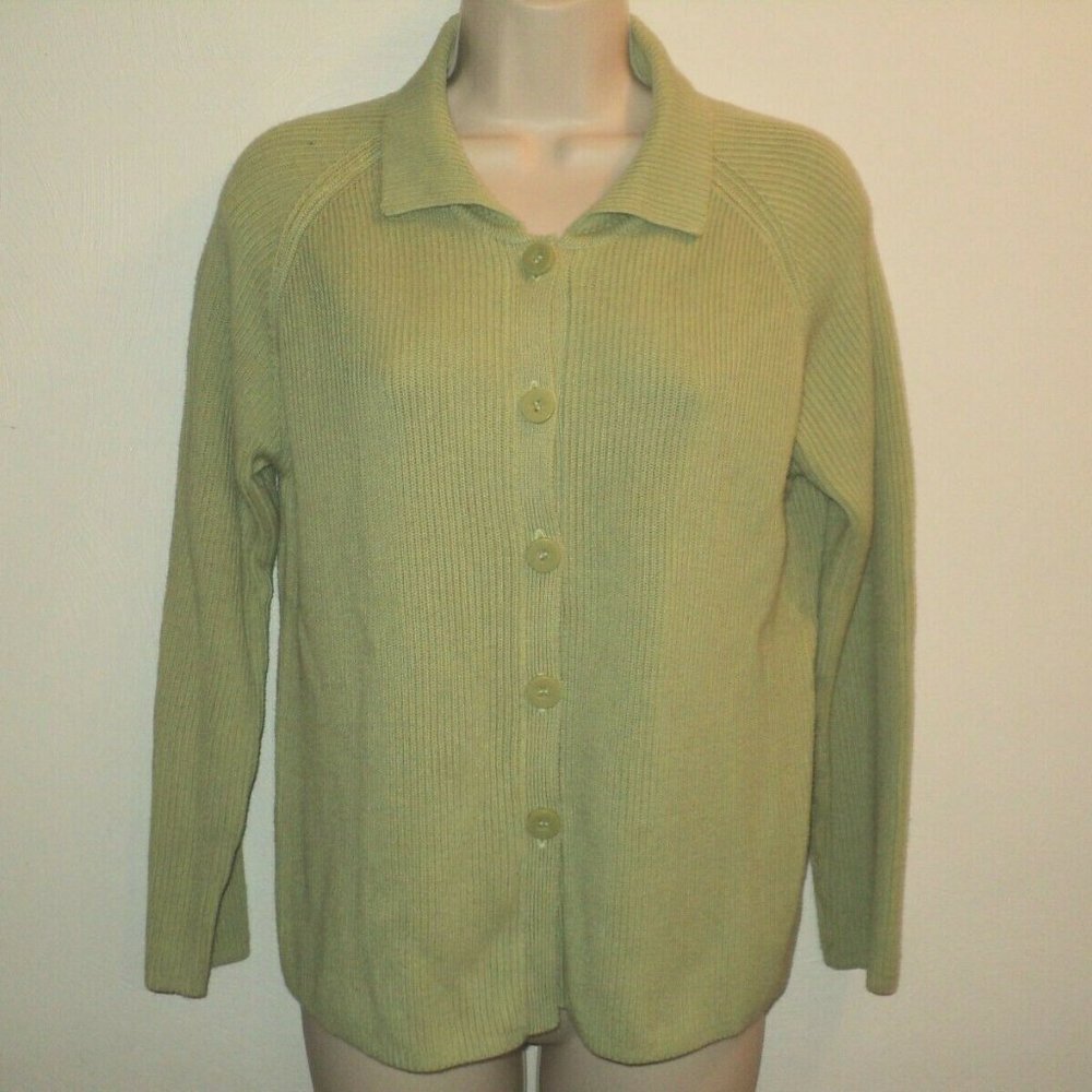Sigrid Olsen Cardigan Sweater Petite Small Green